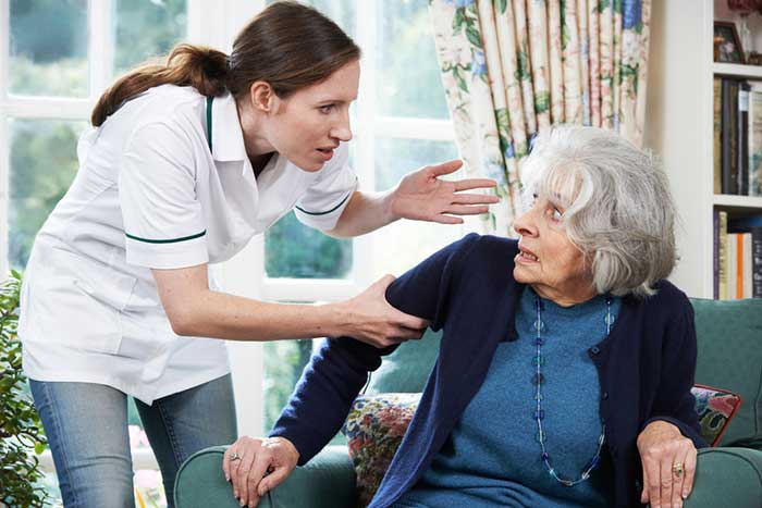 Caretaker verbally abusing elderly patient