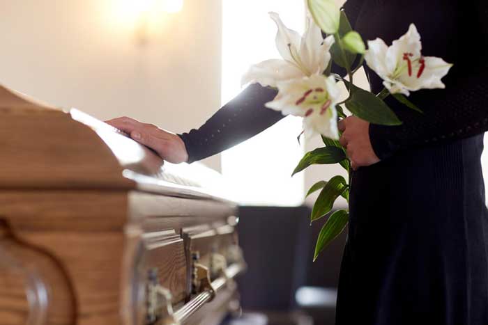 funeral service with flowers